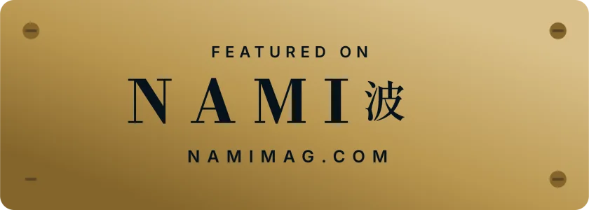The brass deck plaque: Featured on NAMI 波, namimag.com, engraved in navy on brushed brass with four screws.